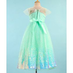 Babyhug Half Sleeves Gown with Sequin Detailing - Mint