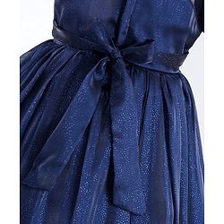 Babyhug  Balloon Sleeves Flouncy Party Frock Solid Colour - Navy Blue