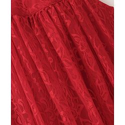 Babyhug Woven Sleeveless Party Frock with Lace Detailing - Red