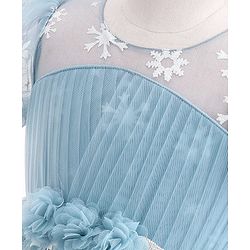 Babyhug Short Sleeves Snowflakes Printed with Corsage Frock - Frozen Blue