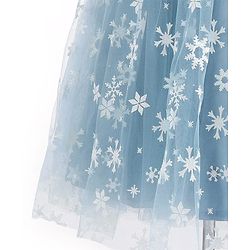 Babyhug Short Sleeves Snowflakes Printed with Corsage Frock - Frozen Blue