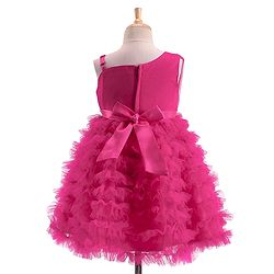 Babyhug Mesh Sleeveless Solid Color Party Frock - Fuchsia