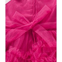 Babyhug Mesh Sleeveless Solid Color Party Frock - Fuchsia