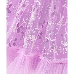 Babyhug Woven Sleeveless A Line Party Frock With Floral & Corsage - Lavender