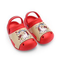 Cute Walk by Babyhug Clogs with Back Strap Unicorn Print - Red