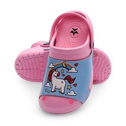 Cute Walk by Babyhug Clogs with Back Strap Unicorn Print - Pink