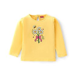 Babyhug 100% Cotton Knit Full Sleeves Top Floral Print - Yellow