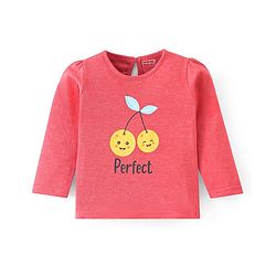 Babyhug 100% Cotton Knit Full Sleeves Top Berry Graphics - Red