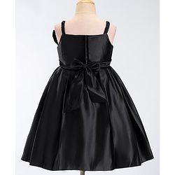 Babyhug Sleeveless Satin Party Frock with Sequinned Bow -Black