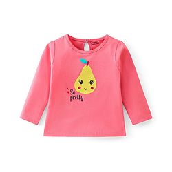 Babyhug Cotton Knit Full Sleeves Pear Graphics T-Shirt - Pink