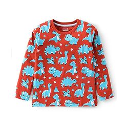 Babyhug Cotton Knit Full Sleeves Striped & Dino Printed T-Shirts Pack of 3 - Multicolour