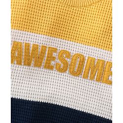 Babyhug Full Sleeves Baby Sweater Set - Yellow & Navy Blue