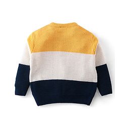 Babyhug Full Sleeves Baby Sweater Set - Yellow & Navy Blue