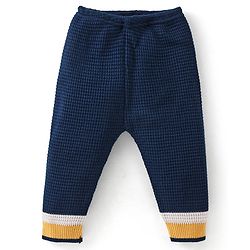 Babyhug Full Sleeves Baby Sweater Set - Yellow & Navy Blue