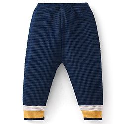 Babyhug Full Sleeves Baby Sweater Set - Yellow & Navy Blue