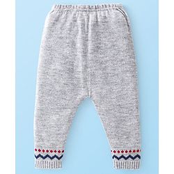 Babyhug Knitted Full Sleeves Reindeer Design Sweater & Pajama Set - Grey