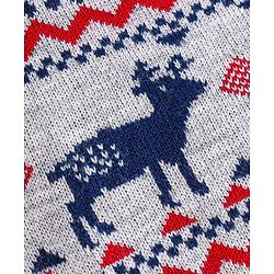 Babyhug Knitted Full Sleeves Reindeer Design Sweater & Pajama Set - Grey