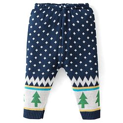 Babyhug Knitted Full Sleeves Baby Sweater Set Pine Tree Design - Navy Blue