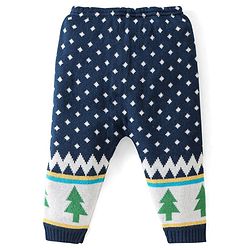Babyhug Knitted Full Sleeves Baby Sweater Set Pine Tree Design - Navy Blue