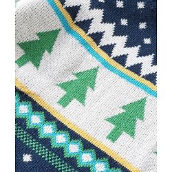 Babyhug Knitted Full Sleeves Baby Sweater Set Pine Tree Design - Navy Blue
