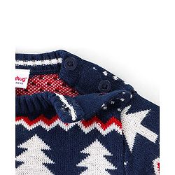 Babyhug Full Sleeves Baby Sweater Set with Reindeer Design - Navy Blue