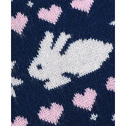 Babyhug Knitted Full Sleeves Sweater Set with Bunny Design - Navy Blue