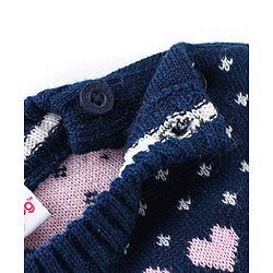 Babyhug Knitted Full Sleeves Sweater Set with Bunny Design - Navy Blue