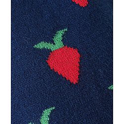 Babyhug Full Sleeves Baby Sweater Set with Strawberry Design - Navy Blue & Red