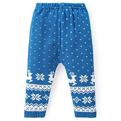 Babyhug Full Sleeves Sweater Set Reindeer Design - Blue