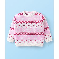 Babyhug Full Sleeves Baby Sweater Set - Pink