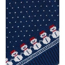 Babyhug Knitted Full Sleeves Sweater Set with Snowman Design - Navy Blue