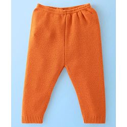 Babyhug Knitted Full Sleeves Sweater Set Floral Design - White & Orange