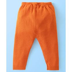 Babyhug Knitted Full Sleeves Sweater Set Floral Design - White & Orange