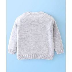 Babyhug Knitted Full Sleeves Sweater Set Floral Design - White & Orange