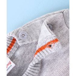 Babyhug Knitted Full Sleeves Sweater Set Floral Design - White & Orange