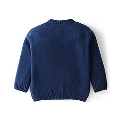 Babyhug Knitted Full Sleeves Sweater Shapes Print - Navy Blue