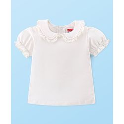 Babyhug Woven Knit Half Sleeves Inner Tee & Frock with Floral Embroidery - Maroon
