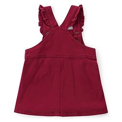 Babyhug Woven Knit Half Sleeves Inner Tee & Frock with Floral Embroidery - Maroon