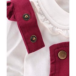 Babyhug Woven Knit Half Sleeves Inner Tee & Frock with Floral Embroidery - Maroon