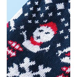 Babyhug Full length Fleece and Woollen Pants with Snowflakes Printed - Navy Blue