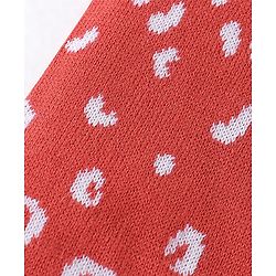 Babyhug Knit Full Length Fleece and Woollen Pant Abstract Design - Red