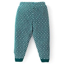 Babyhug Knit Full Length Fleece Woollen Pant with Argyle Design - Green
