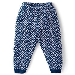 Babyhug Knit Full Length Fleece and Woollen Pant Square Design - Navy Blue