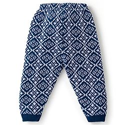 Babyhug Knit Full Length Fleece and Woollen Pant Square Design - Navy Blue