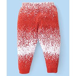 Babyhug Knit Full Length Fleece Woollen Pant with Abstract Design - Red & White