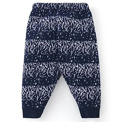 Babyhug Fleece Full Length Woollen Pant Dotted Print - Navy Blue