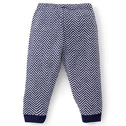 Babyhug Winter Wear Full Length Fleece & Woollen Pyjama Wave Design - Multicolour