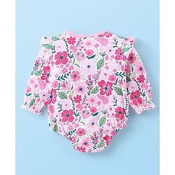 Babyhug 100% Cotton Full Sleeves  Onesie Butterfly Print - Pink