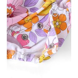 Babyhug 100% Cotton Knit Full Sleeves Onesie with Floral Print - Multicolour