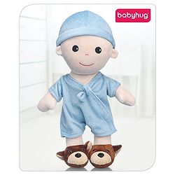 Babyhug Huggable Baby Doll Blue - Height 40 cm